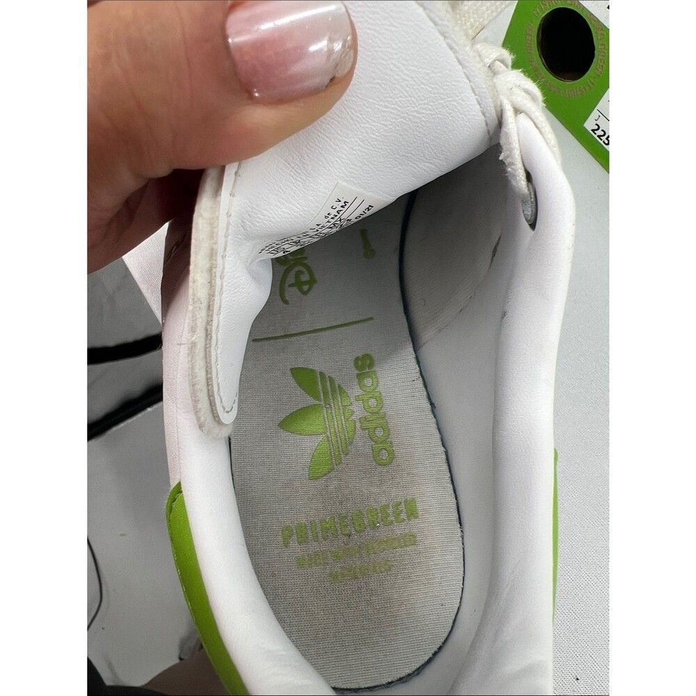 adidas White Stan Smith Sneakers with Green Heel Tab and Kermit Detail - Picture 6 of 8